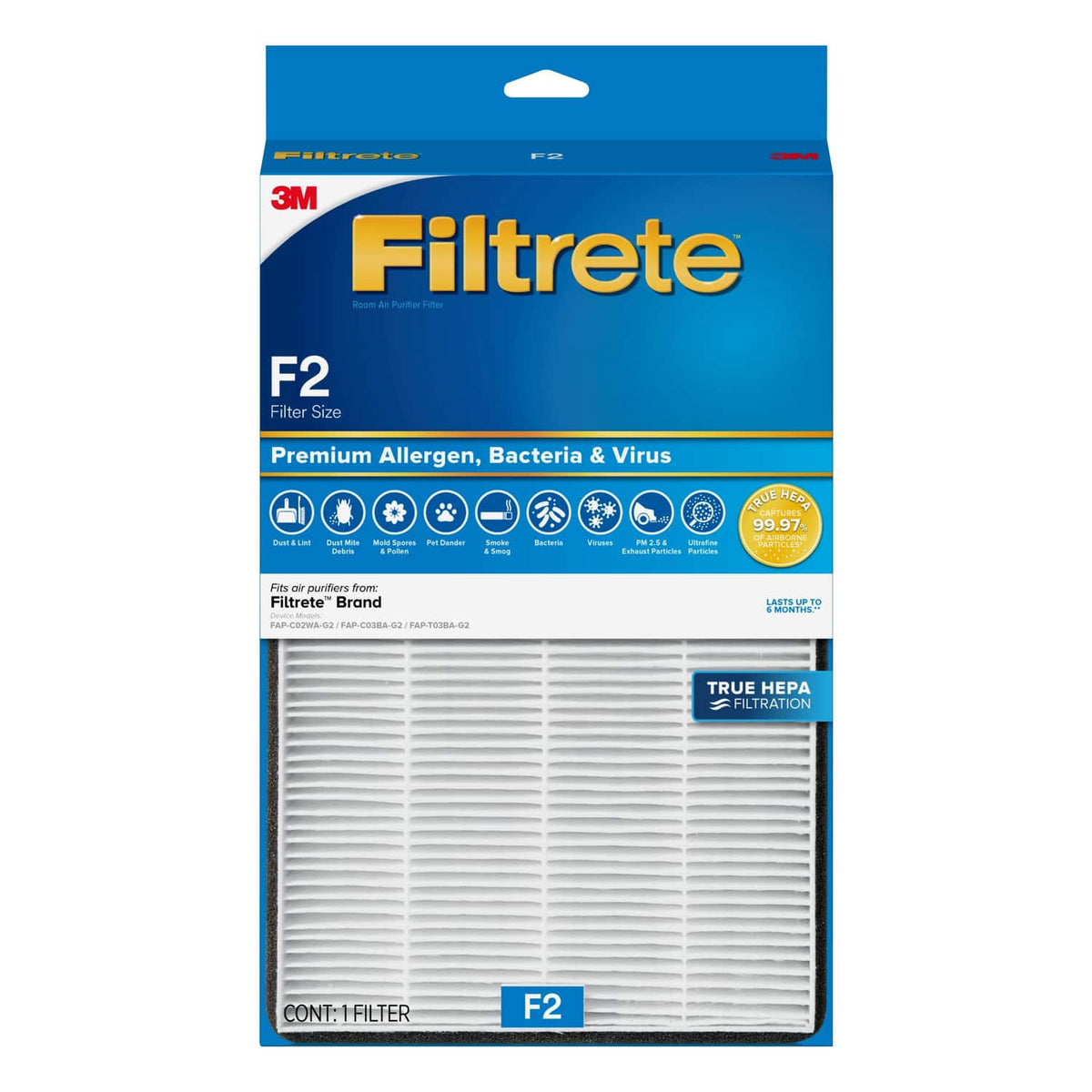 Filtrete - 13 in. H X 8.2 in. W Rectangular HEPA Air Purifier Filter 1 pk