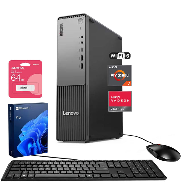 ThinkCentre Wi-Fi 6  
ADATA UC310 USB Flash Drive 64GB  
ADATA R L L2  
AMD RYZEN 7  
AMD RADEON GRAPHICS  
Windows 11 Pro  
Lenovo
