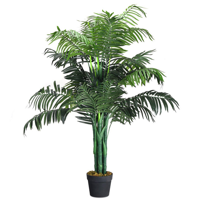 Front. Gymax - Gymax Artificial Areca Palm Decorative Silk Tree w/Basket 3.5 Feet Holiday Decor - Green.
