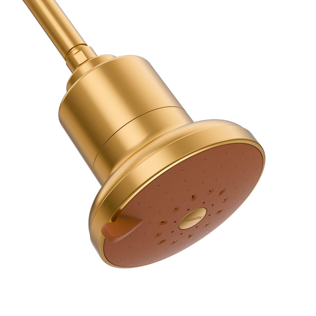 Front. AquaTru - AquaTru Shower Filter Removes Impurities from Hard Water for Healthy Skin, Scalp & Hair  (Brushed Gold) - Gold.