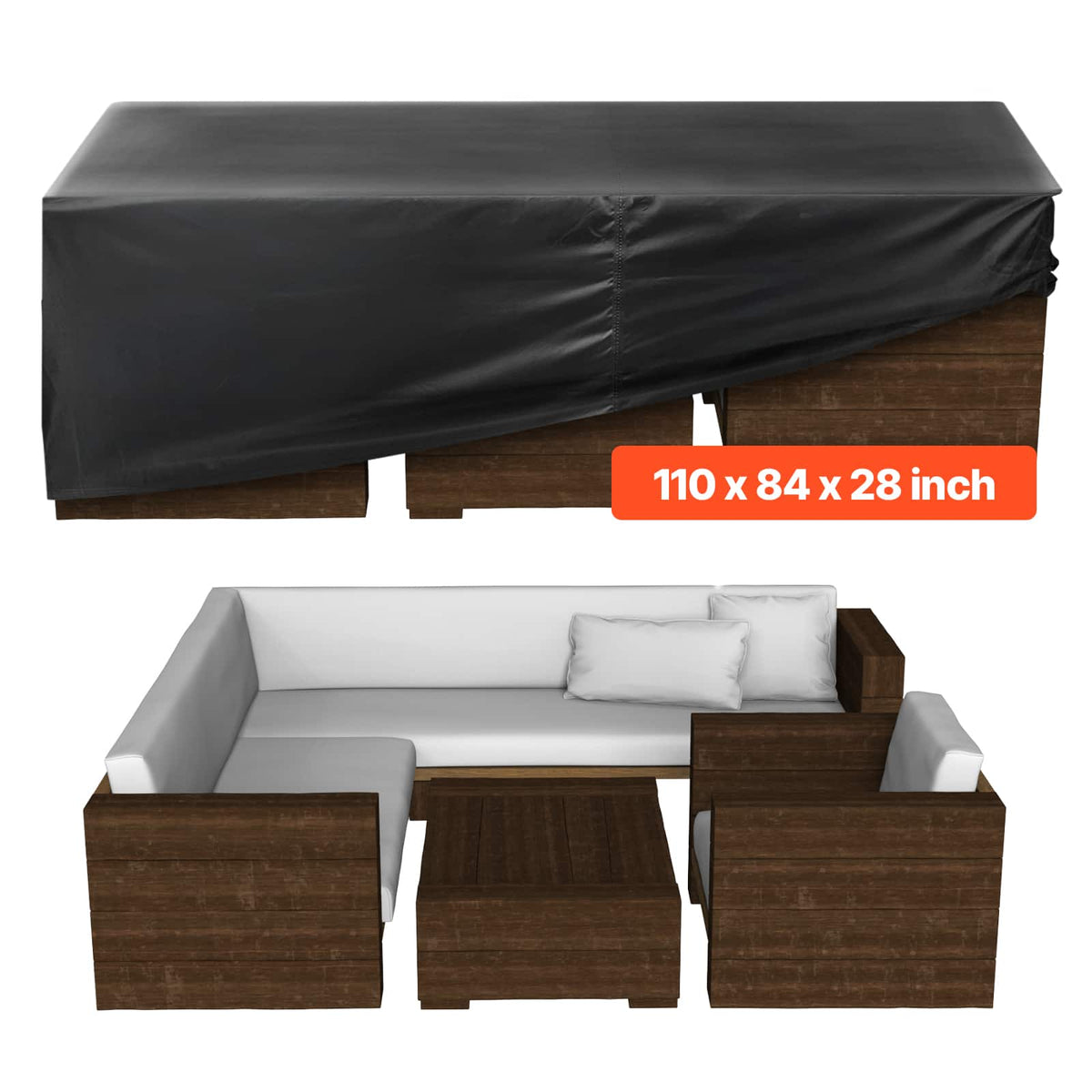 VEVOR - Patio Furniture Cover, 420D Heavy Duty Waterproof Outdoor Dining Table and Chairs Cover - Black