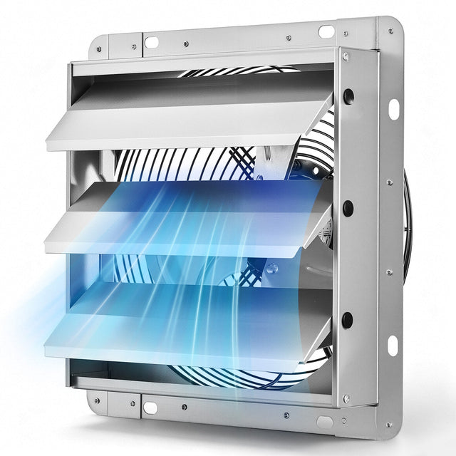 Front. VEVOR - 10 Inch Shutter Exhaust Fan Wall Mounted 874 CFM Automatic Louvers, Sturdy Steel Housing, Low Noise, AC Motor - Silver.