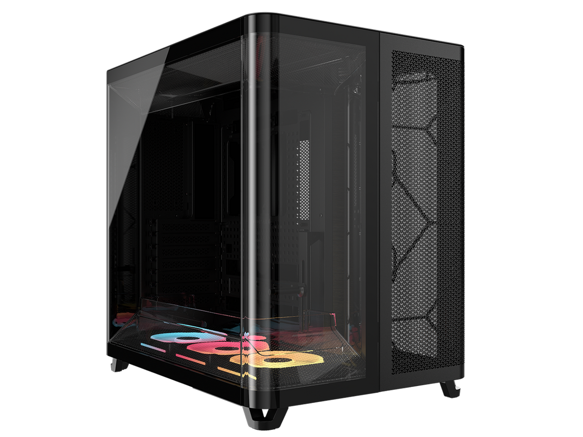 CORSAIR - AIR 5400 LX-R RGB iCUE Triple Chamber Mid-Tower Case with 3x RGB Fans & System Hub - Black