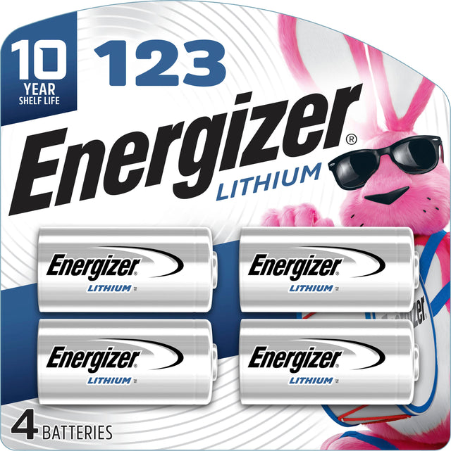 Front. Energizer - 123 Lithium Batteries (4 Pack), 3V Photo Batteries - Silver.