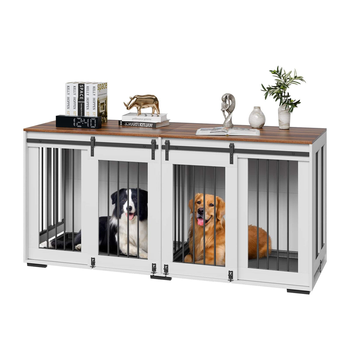 VEVOR - 72" Dog Crate Furniture for 2 Dogs, Double Dog Crate Furniture with Double Sliding Doors