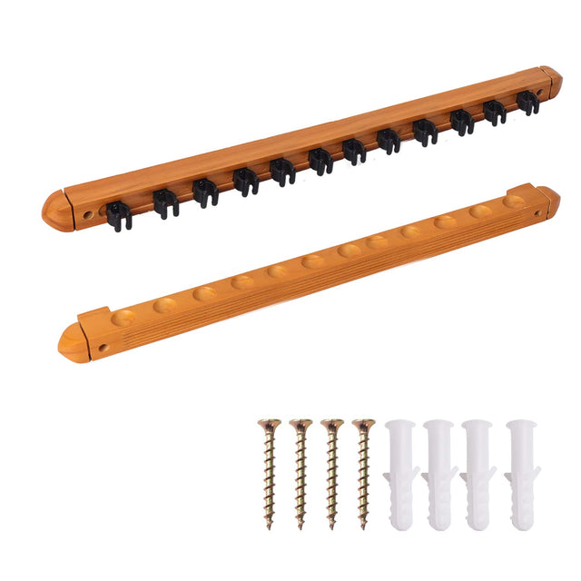 Front. GSE Games & Sports Expert - 2-Piece Wood 12 Billiard Pool Cue Rack Wall Mounted Holders, Pool Cue Sticks Wall Rack Set - Oak - Oak.