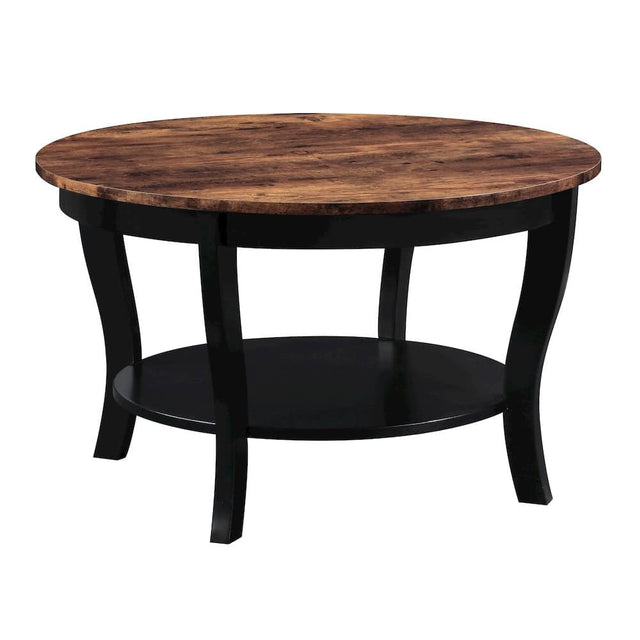 Front. Coaster Co. of America - American Heritage Round Coffee Table with Shelf - Barnwood/Black.