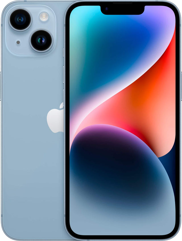 Front. Apple - Pre-Owned Excellent iPhone 14 5G 128GB (Unlocked) - Blue.