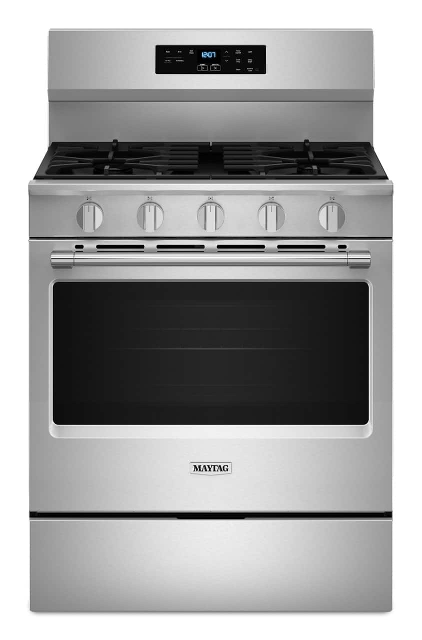 Maytag - 30 in. Wide 5 burners 5.0 cu. ft. Freestanding Gas Range With No Preheat Air Fry and Air Baking - Stainless Steel