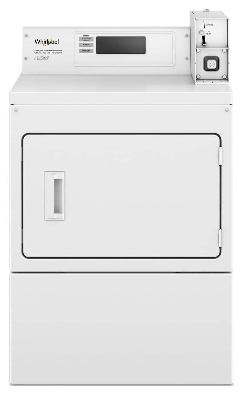 Whirlpool - 7.4 Cu. Ft. Commercial Gas Dryer with Factory Installed Coin Drop & Coin Box - White