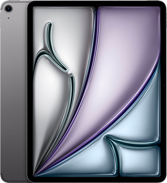 Front. Apple - 13-inch iPad Air M3 chip Built for Apple Intelligence Wi-Fi + Cellular 128GB - Space Gray.