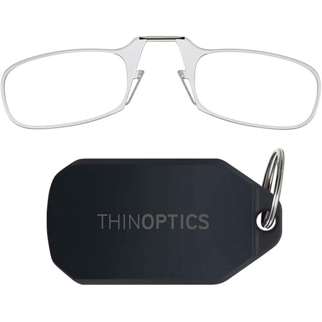 Front. ThinOptics - 1.0 Reading Glasses with Black KeyChain - Clear.