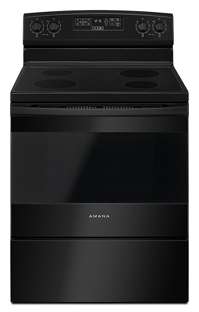 Front. Amana - 4.8 Cu. Ft. Freestanding Electric Range - Black.