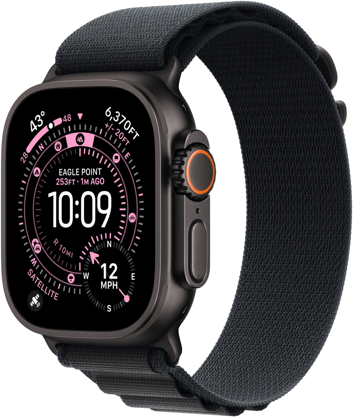 Apple Watch Ultra 3 (GPS+Cellular) 49mm Titanium Case with Black Alpine Loop - Medium - Black (AT&T) - (2025)