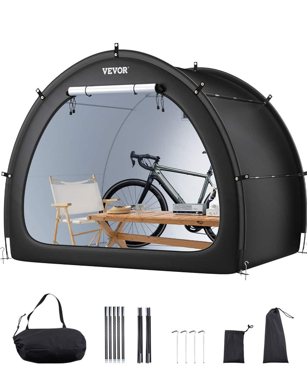 VEVOR - 4 to 5 Bikes, Outdoor Spacious Bike Storage Tent with Ventilated Window, Waterproof Fan-Shaped Bike Tent - Black