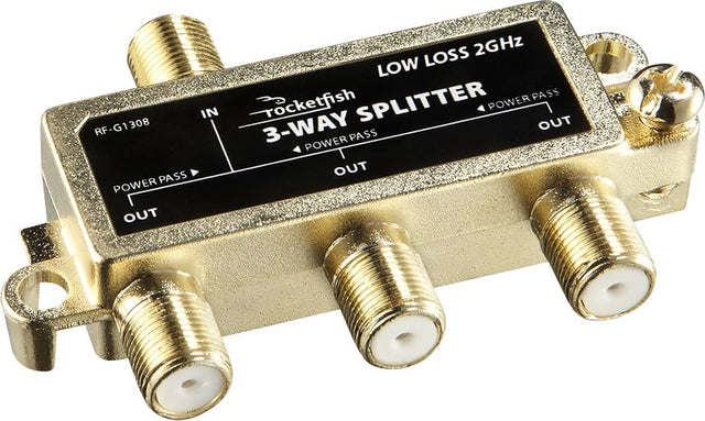 Front. Rocketfish™ - 3-Way Coaxial Splitter - Gold.