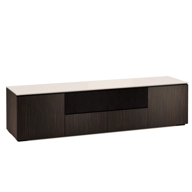 Front. Salamander Designs - Manhattan 245, Maro Ebony, Matte Taupe Glass Top - Taupe/Ebony.