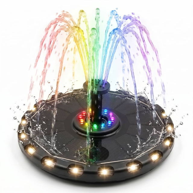 Front. COWIN - Solar Water Fountain Pump Energy Efficient Outdoor Colorful Lights for Bird Bath Garden Pond Pool - Black.