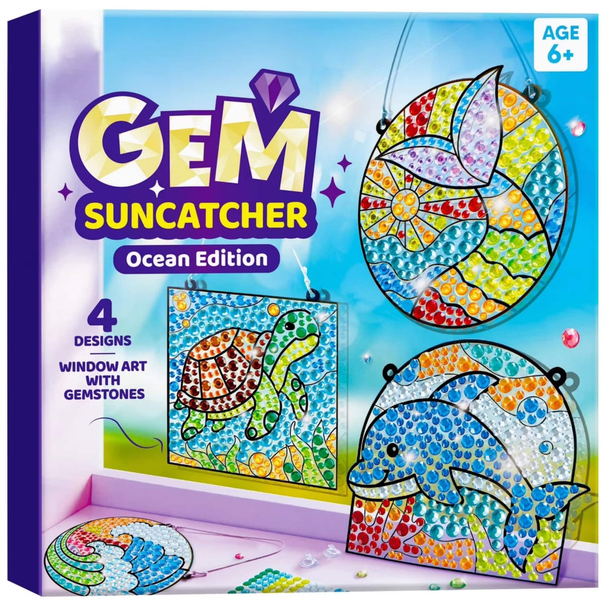 Joyfy - Diamond Art Kits for Kids, 4PCS Gem Painting Kit, Window Art Suncatchers Mosaic Kits Crafts for Girls Boy Birthday Gifts