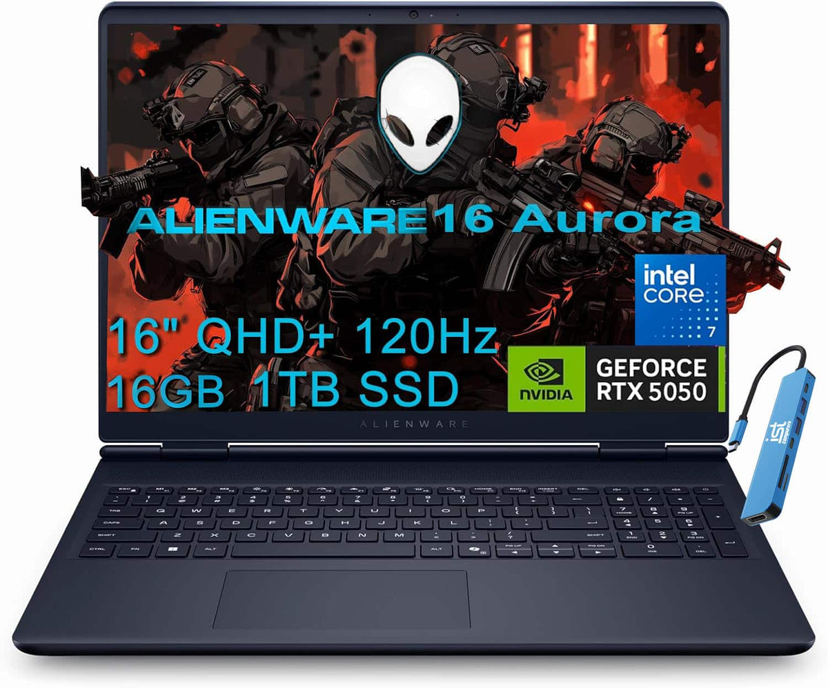 Alienware - 16 Aurora 16" 2.5K 120Hz AC16250 Laptop - Intel Core 7 240H with NVIDIA GeForce RTX 5050 - Wi-Fi 7 - 16GB RAM - 1TB SSD - Blue