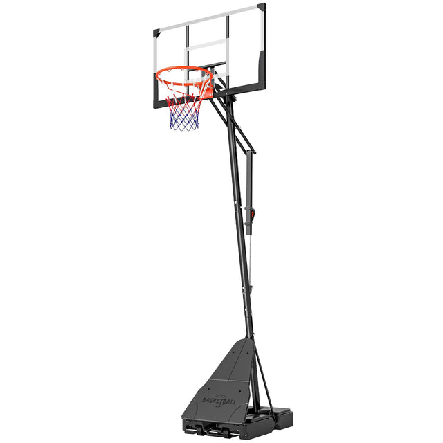 Front. Soozier - Basketball Hoop Outdoor, 8-10ft Adjustable Basketball Goal, 47 Inch Shatterproof Backboard - Black.