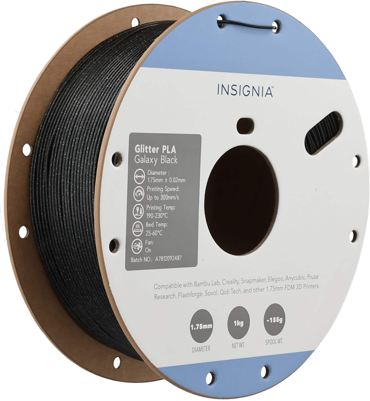 Insignia™ - PLA Glitter 1.75mm Filament - Galaxy Black
