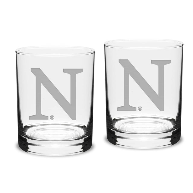 Front. Jardine - Northwestern Wildcats 14oz. 2-Piece Classic Double Old Fashioned Glass Set - Multicolor.