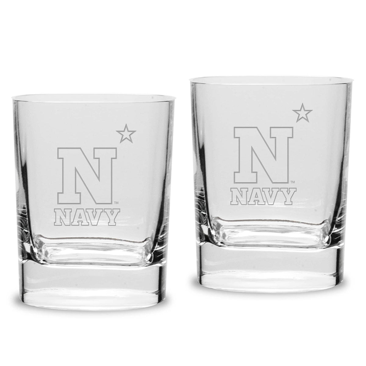 Jardine - Navy Midshipmen 2-Piece 11.75oz. Square Double Old Fashioned Glass Set - Multicolor