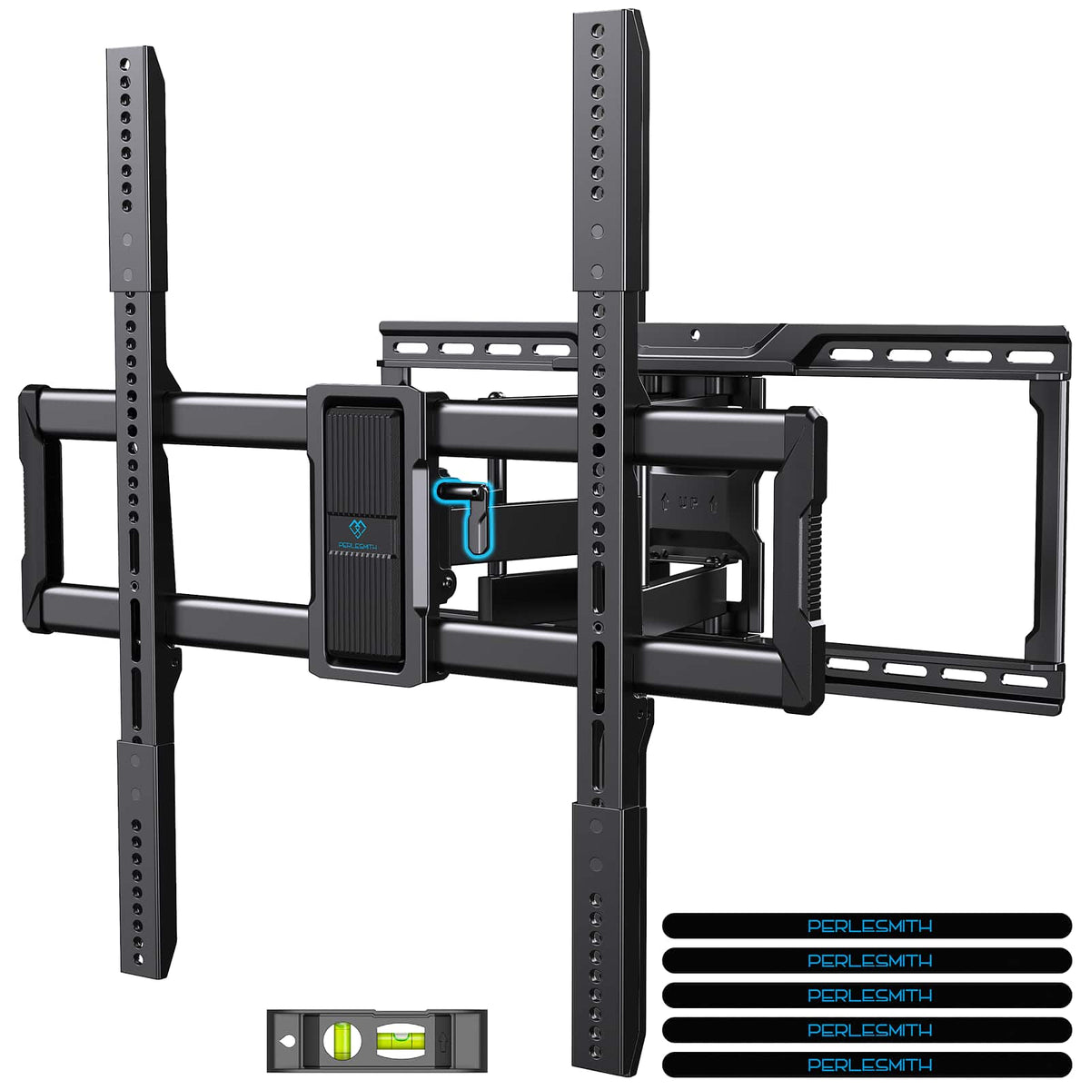 Perlesmith - Full Motion TV Wall Mount for 42"–100" TVs, 160lb Capacity, Swivel, Tilt & Extends, VESA 200×100 to 600×600. PSXF19B-N1 - Black