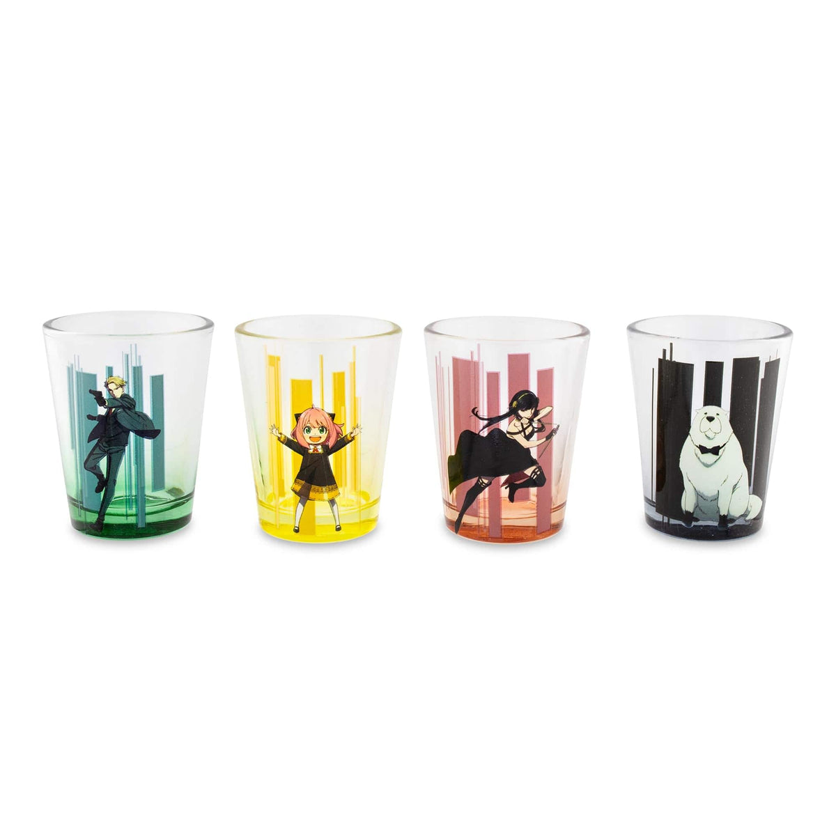 Silver Buffalo - Spy x Family Trio and Logo 2-Ounce Mini Shot Glasses | Set of 4 - Pink