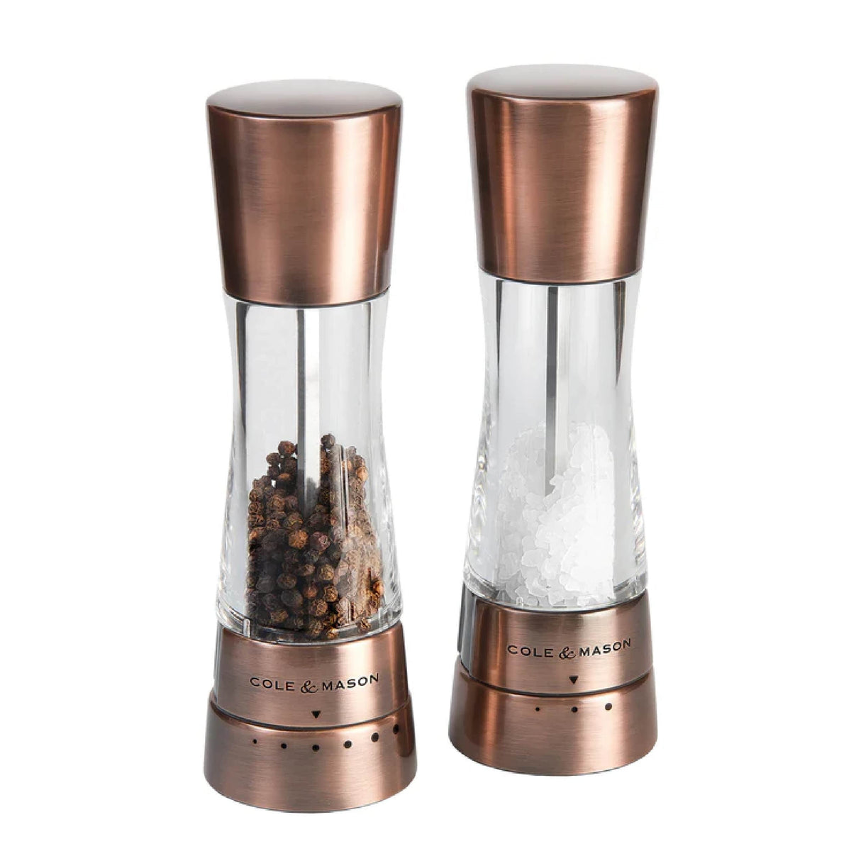 Cole & Mason - Derwent Salt & Pepper Grinder Set – Refillable, Gourmet Precision Mechanisms, Cooking Gift Set - Copper