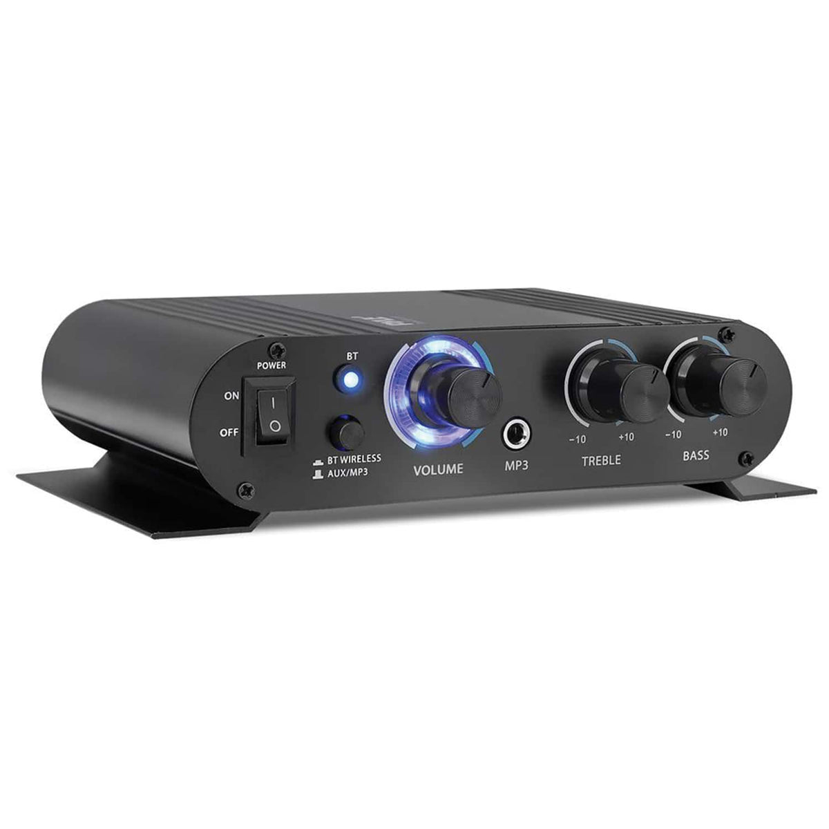 Pyle - 90W Peak 2.0-Channel Class-T Mini Amplifier, Bluetooth, Mic Input, Aux, AC Adapter, PFA330BT - Black
