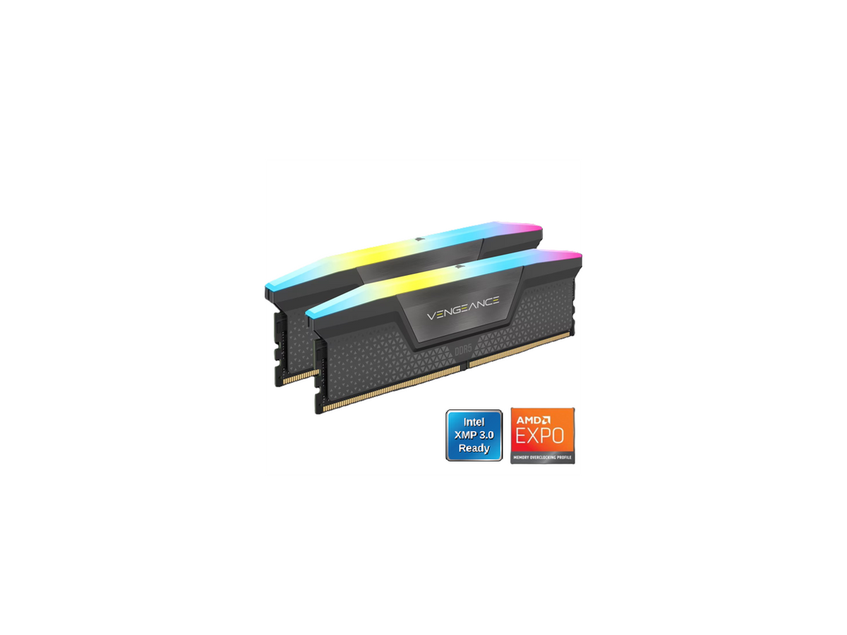 CORSAIR - Vengeance RGB 64GB (2 x 32GB) 288-Pin PC RAM DDR5 6000 (PC5 48000) Desktop Memory Model CMH64GX5M2N6000Z40 - Gray