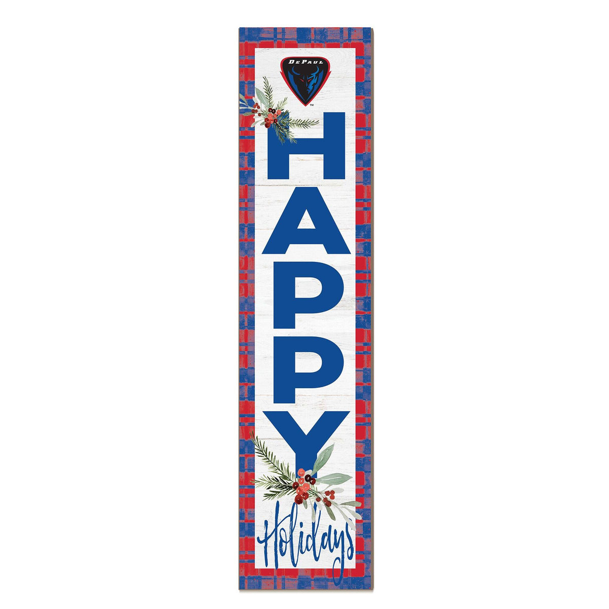 Jardine - DePaul Blue Demons 12'' x 48'' Outdoor Happy Holidays Leaner - White
