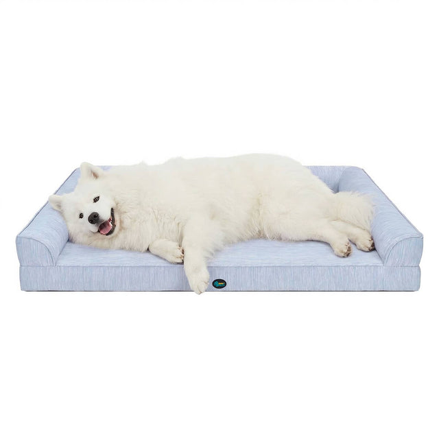 Front. Ownpets - Cooling Orthopedic Dog Bed with Removable Washable Cover for Large Dogs - Blue Gray.