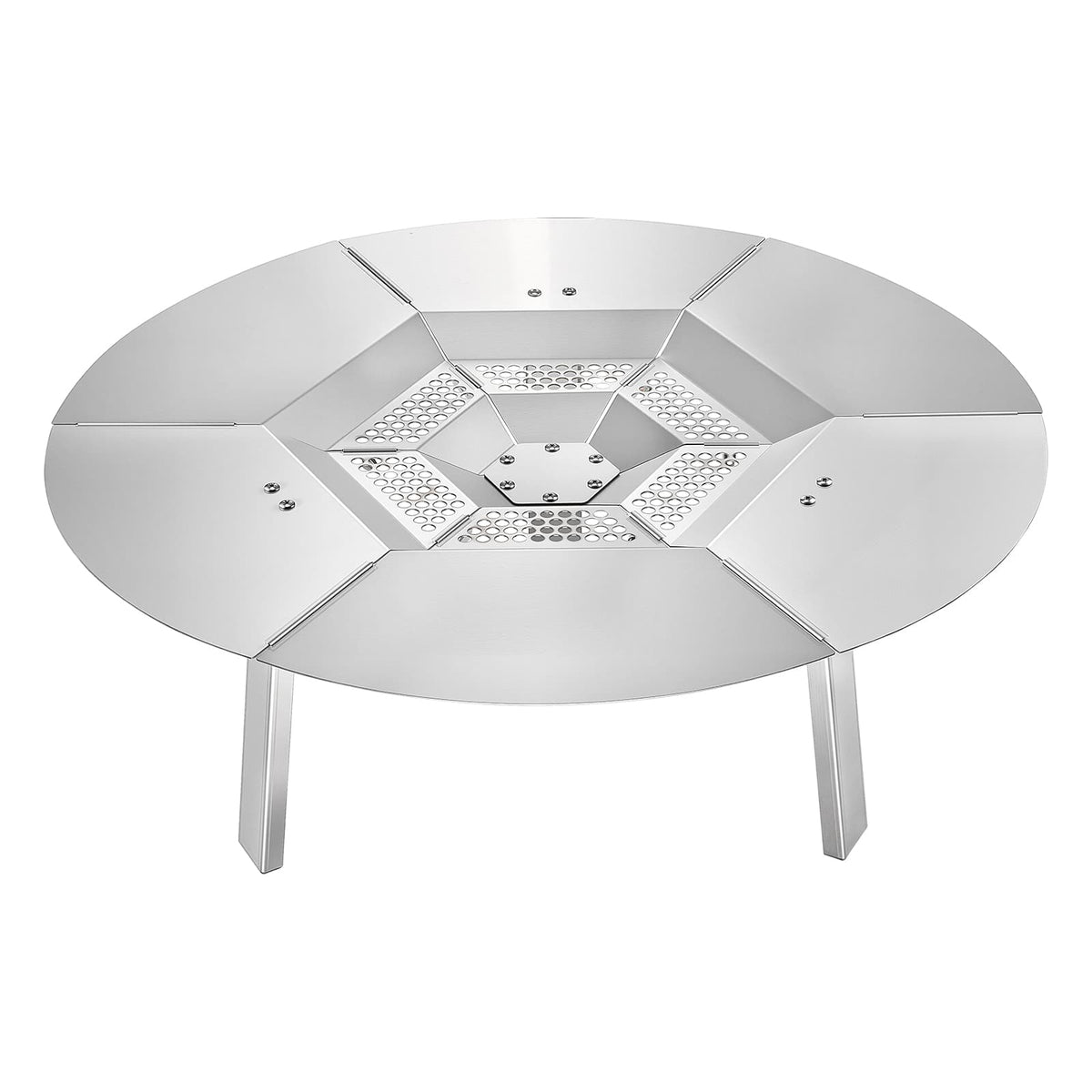 VEVOR - Fire Pit Heat Deflector for Solo Stove Yukon, 25 inch Bonfire Round for Wood Burning Fire Pit, 304 Stainless Steel - Silver