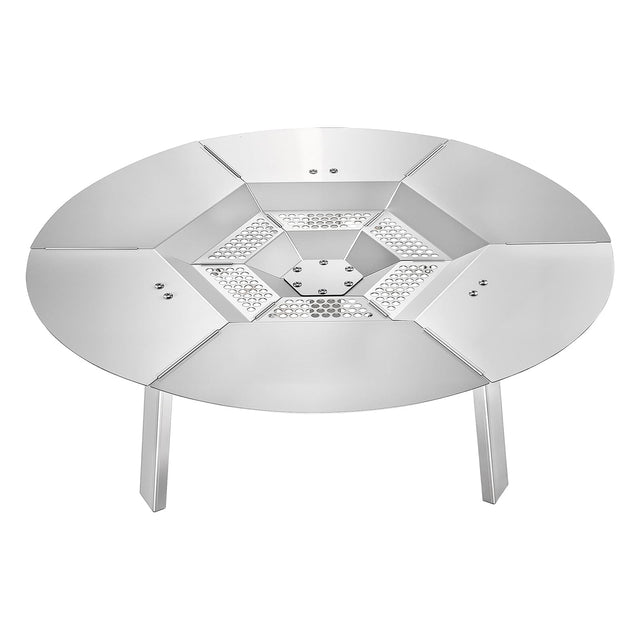 Front. VEVOR - Fire Pit Heat Deflector for Solo Stove Yukon, 25 inch Bonfire Round for Wood Burning Fire Pit, 304 Stainless Steel - Silver.