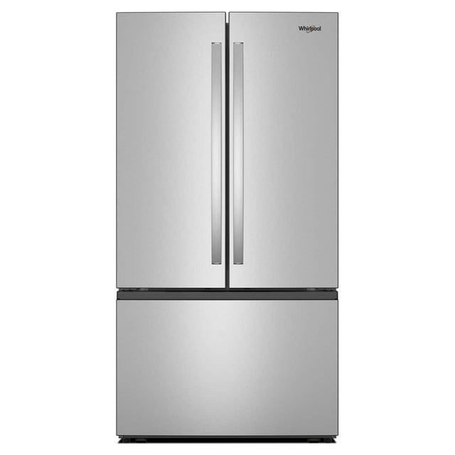 Front. Whirlpool - 36 in. Wide 31 cu. ft. French Door Refrigerator with Interior Water Dispenser - Fingerprint-Resistant Stainless Finish.
