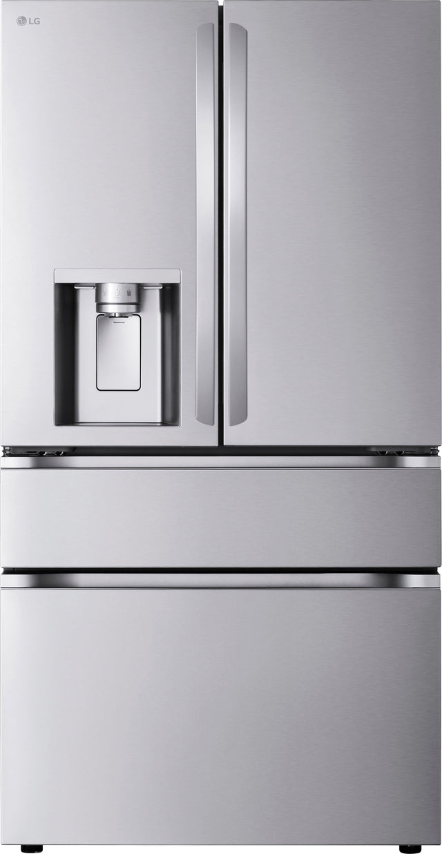 Front. LG - Counter-Depth MAX 24.5 Cu. Ft. 4-Door French Door Smart Refrigerator with Full-Convert Drawer - PrintProof Stainless Steel.