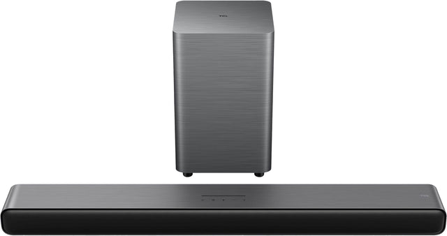 Front. TCL - S55H 2.1 Channel S-Class Soundbar with Wireless Subwoofer, Dolby Atmos - Black.