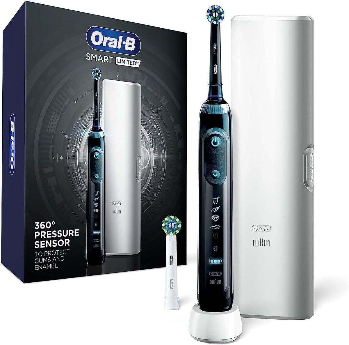 Oral-B - Smart Limited Electric Toothbrush, Black, Rechargeable Power Toothbrush with 2 Brush Heads and Travel Case