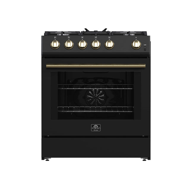 Front. Forno Appliances - 30 in. Wide 5 Burner Leonardo 5 Cu. Ft. Freestanding Gas Convection Range with LP Conversion Kit - Black.