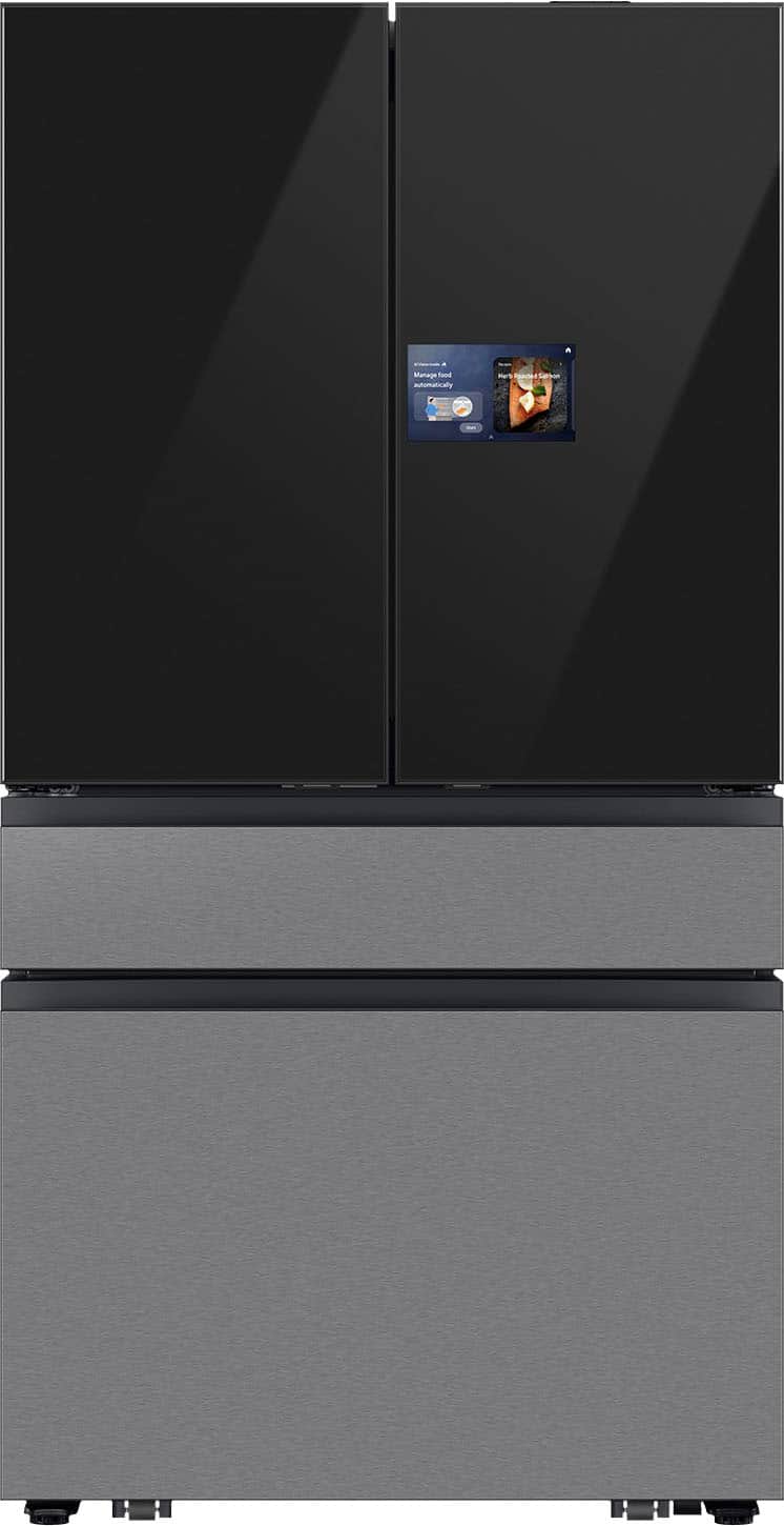 Samsung - 36 in. Wide Bespoke 23 cu. ft. Counter Depth 4-Door French Door Refrigerator with AI Home - Charcoal Glass / Stainless Steel