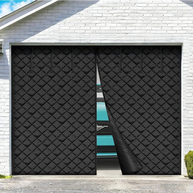 Front. VEVOR - Garage Door Screen for Winter, 8x7FT, Garage Door Insulation Kit, Magnetic Thermal Insulated Door Curtain - Black.