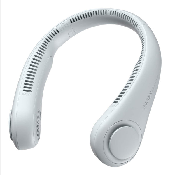 Jisulife - Portable Neck Fan with 4000mAh battery & 16H Cooling, 3-Speed, USB Rechargeable, Hands Free design - Gray