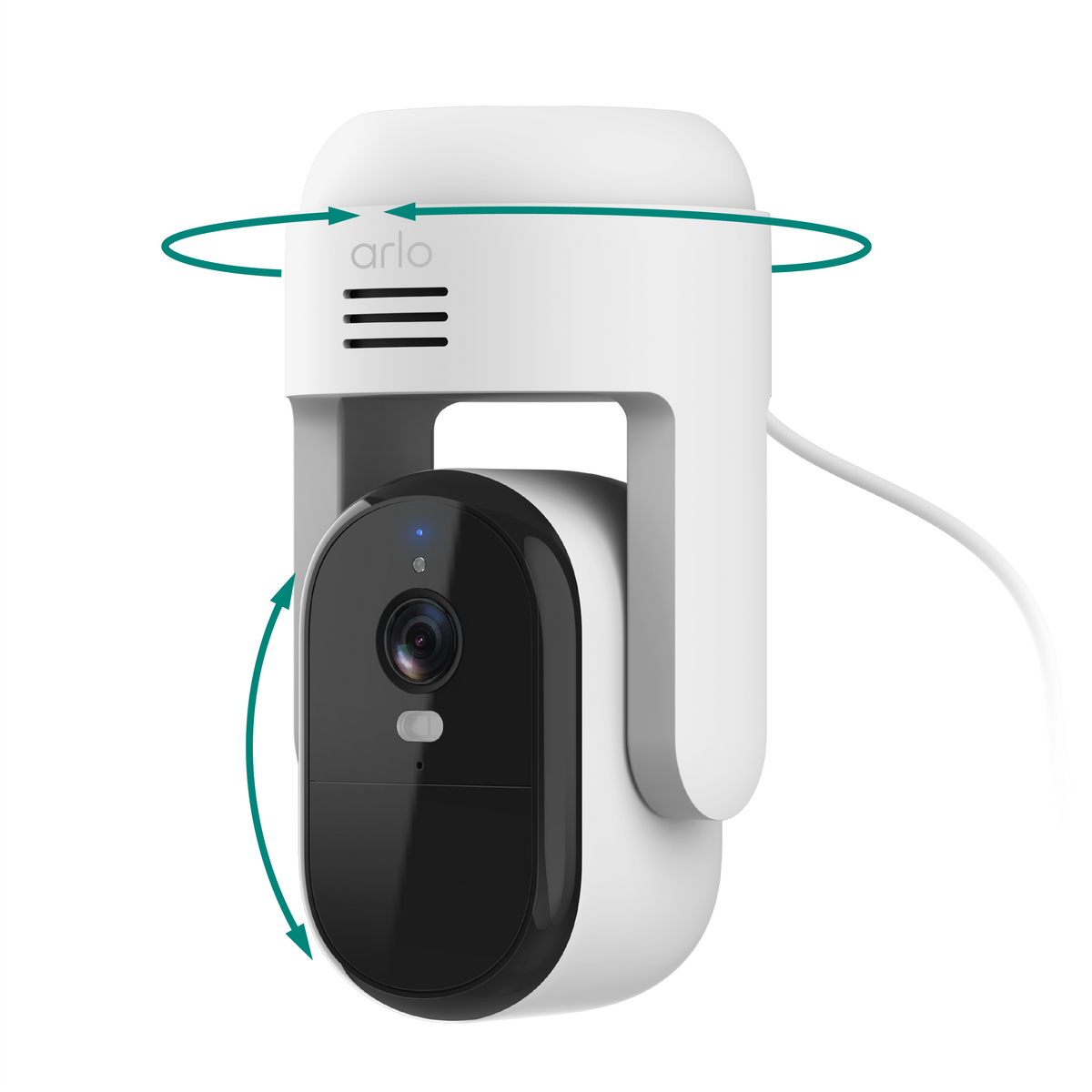 Arlo - Essential Pan Tilt Outdoor Security Camera 2K (2025 Release) - Wired Plug-In Powered, 1-Cam - White