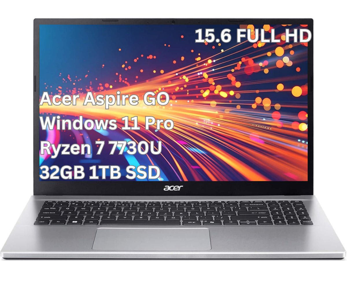 Acer - Upgraded - Aspire Go 15 – 15.6" FHD Laptop–AMD Ryzen 7 7730U–AMD Radeon Graphics - 32GB DDR4 – 1TB PCIe Storage- Windows 11 Pro - Silver