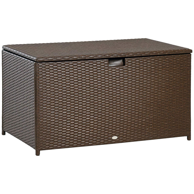 Front. Outsunny - Gallon Outdoor Storage Box, Rattan Deck Box for Indoor, Patio Furniture Cushions - Brown.