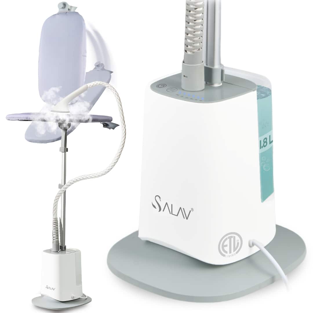 SALAV - Upright Complete Garment Steamer With 6 Steam Settings And Rotatable Ironing Board - Gray
