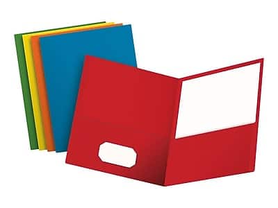 Front. Oxford - 10 2-Pocket Paper Presentation Folder, 25/Box - Assorted Colors.
